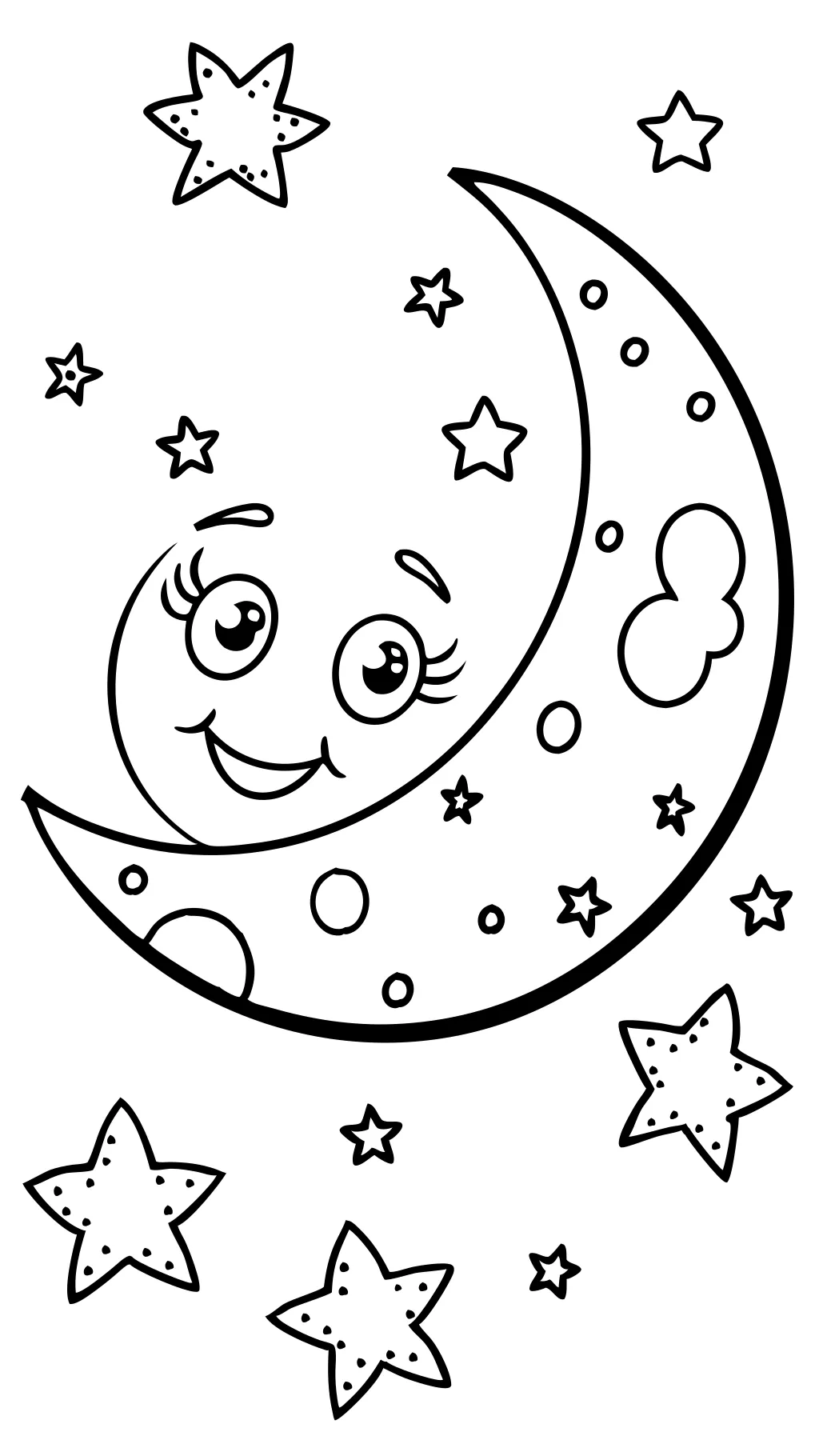 coloriage de lune et d’étoiles